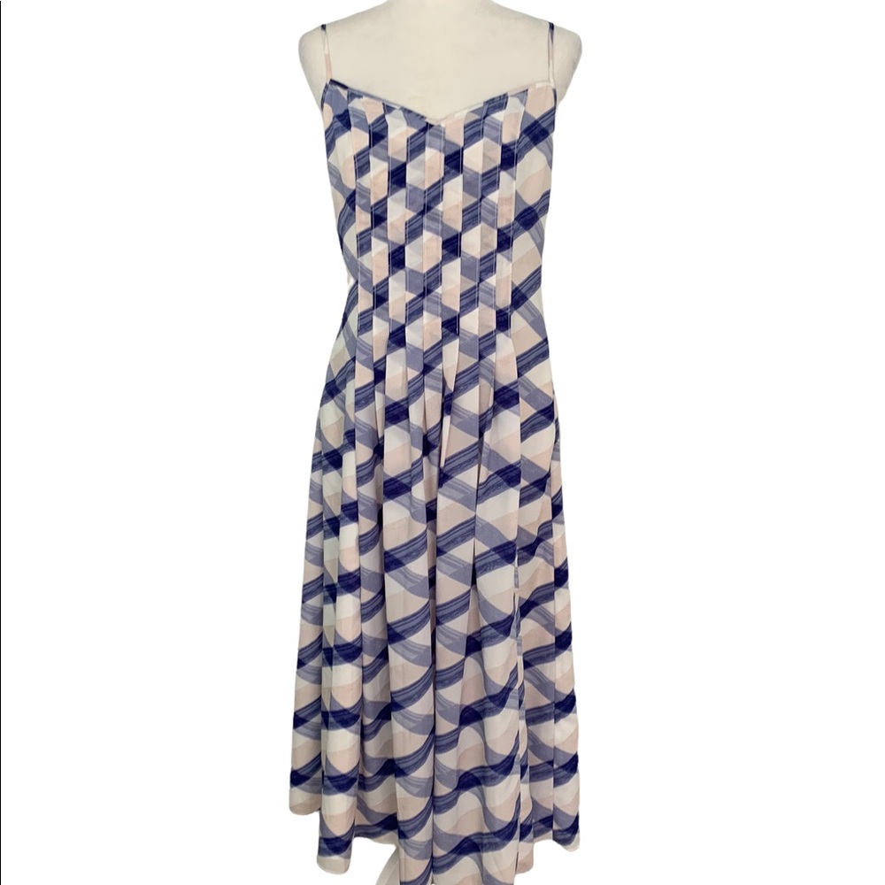 Banana Republic Blue and White Criss Cross Print Strappy Midi Dress | Size 6 - Picture 2 of 12